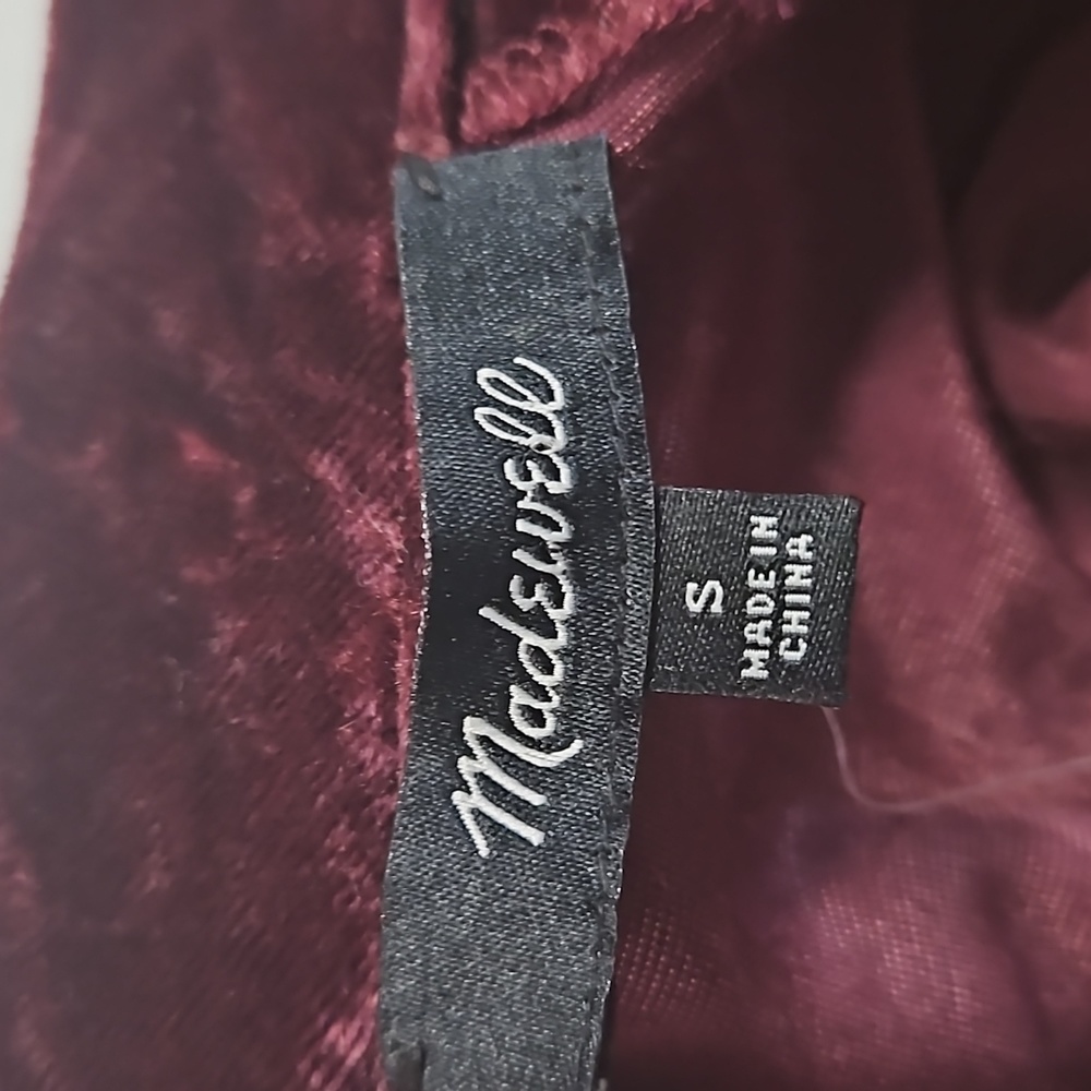 New Madewell choker top burgundy crushed velvet women's size small - Picture 4 of 14